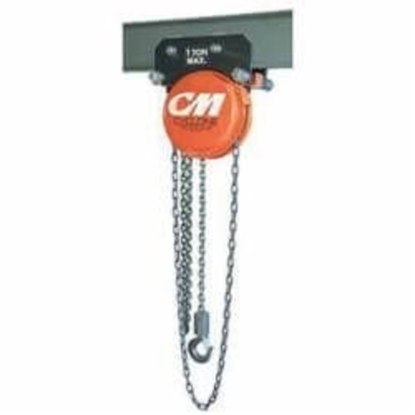 Cm Cyclone Army Type Manual Plain Trolley Hoist, 1 Ton Load, 10 Ft H Lifting, 1134 In Min Between 4524